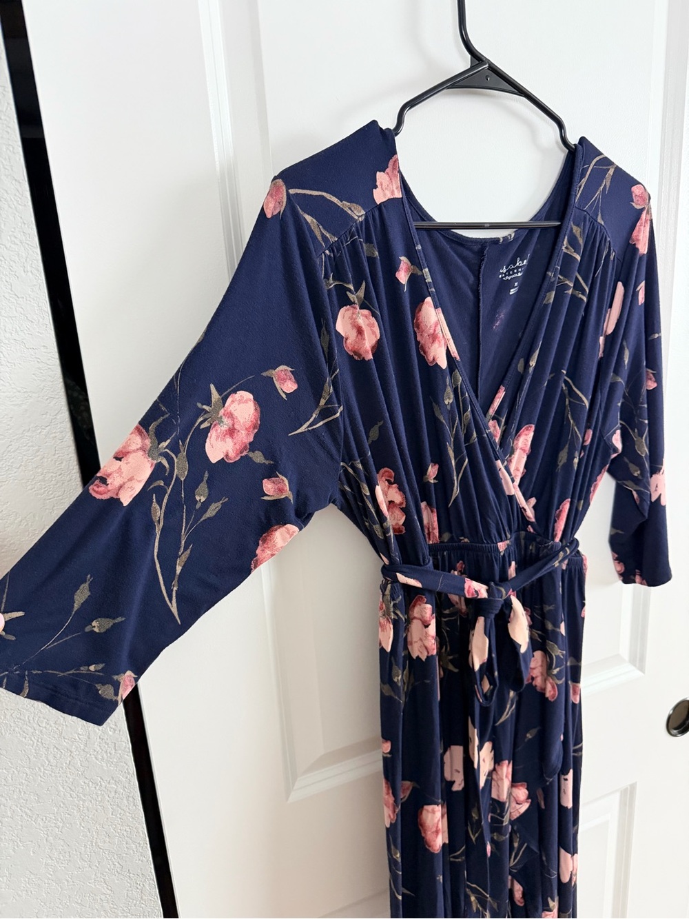 Isabel Maternity by Ingrid & Isabel Navy Maxi Dress with Pink Floral Print - Picture 3 of 14